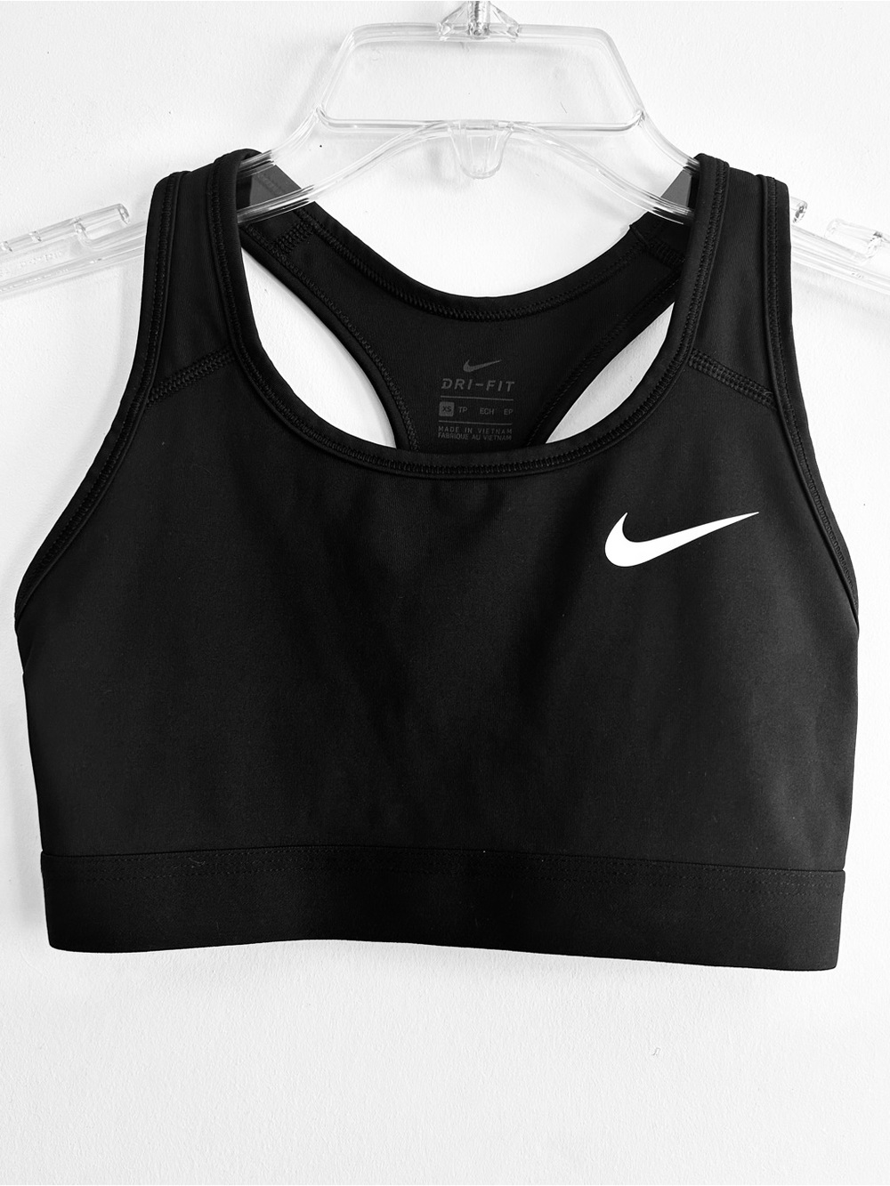 Nike Black DRI-FIT Racerback Sports Bra with White Swoosh